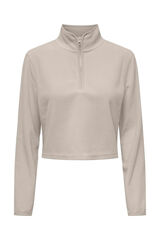 Only Play Sweatshirt cropped com gola com fecho-&eacute;clair cinzento