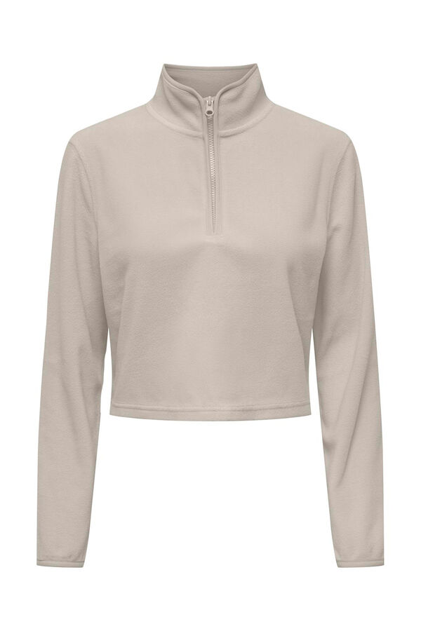 Only Play Sweatshirt cropped com gola com fecho-&eacute;clair cinzento