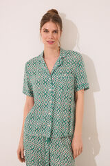 Women'secret Pijama camiseiro com estampa geom&eacute;trica Capri verde
