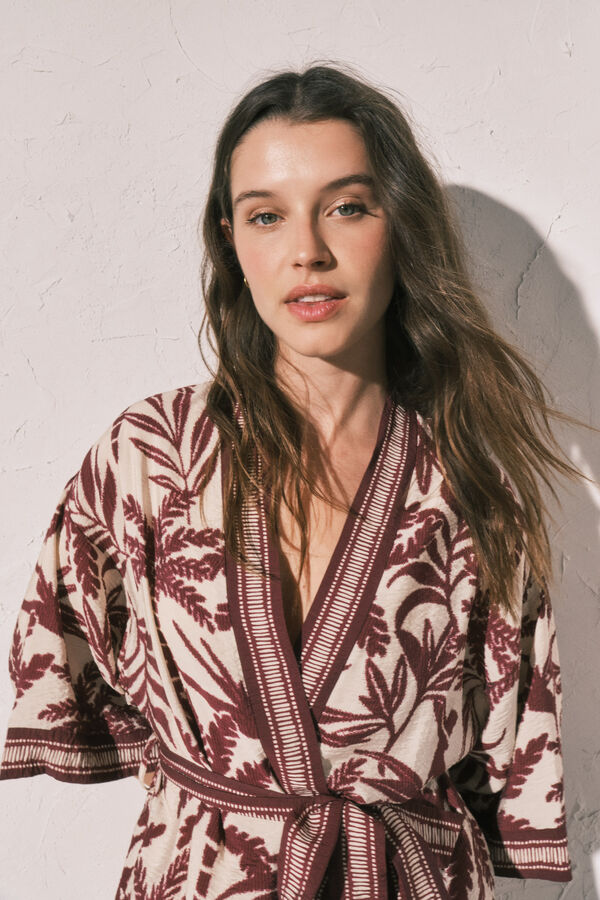 Women'secret Quimono estampado gren&aacute; estampado