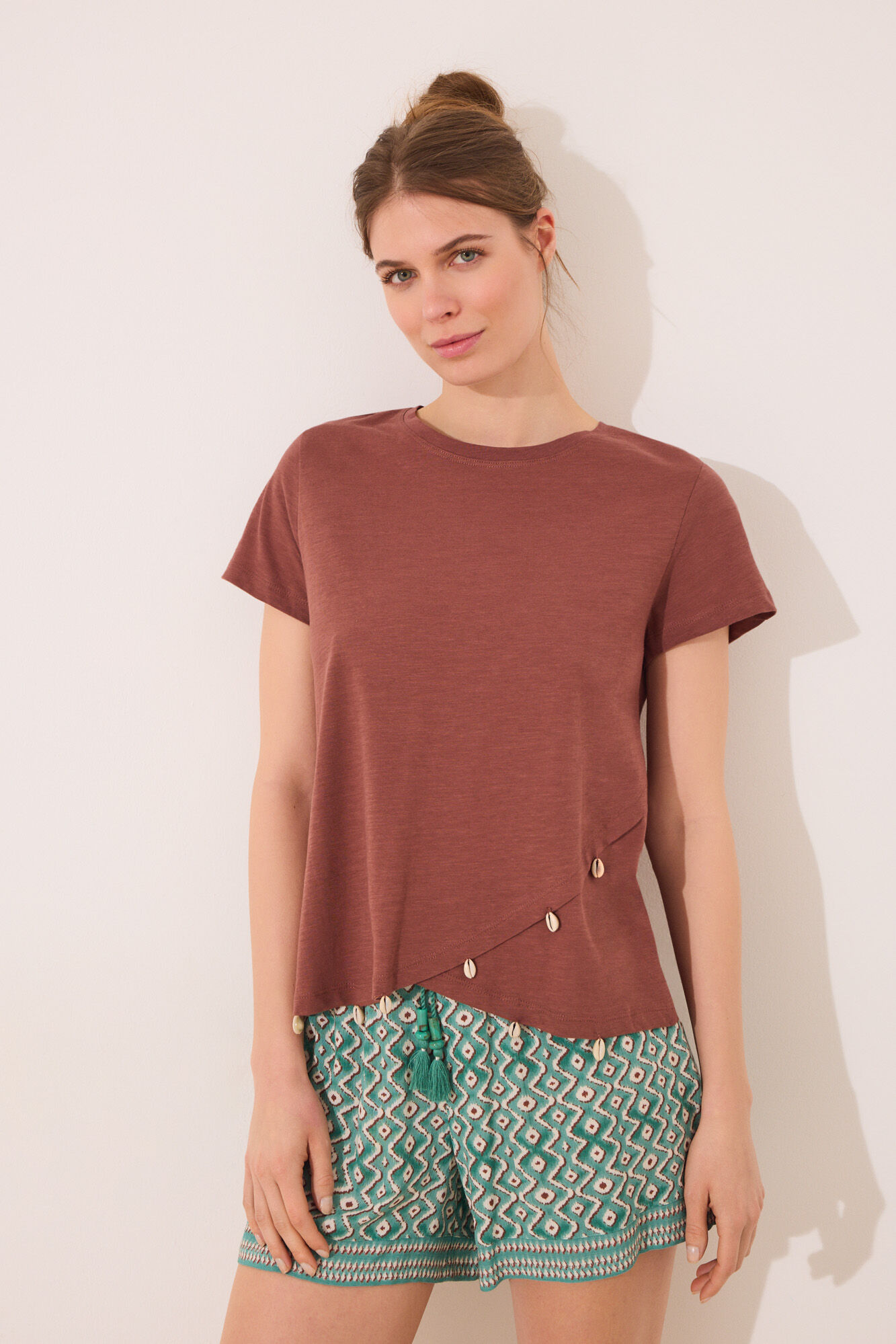 Women'secret Pantal&oacute;n corto viscosa estampado geom&eacute;trico 