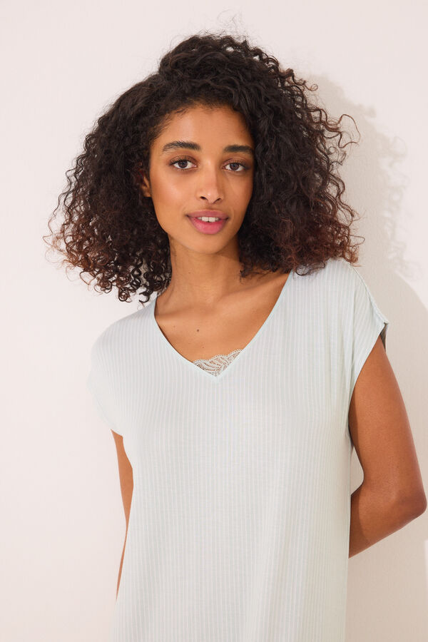 Women'secret Camisa de dormir midi de viscose verde riscas verde