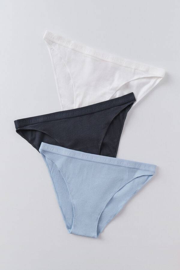 HI&BYE Pack 3 bragas cl&aacute;sicas blanco, azul, negro blanco