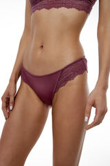 Black Limba Braguita brasile&ntilde;a de microfibra y encaje Virginia Tulipwood burdeos