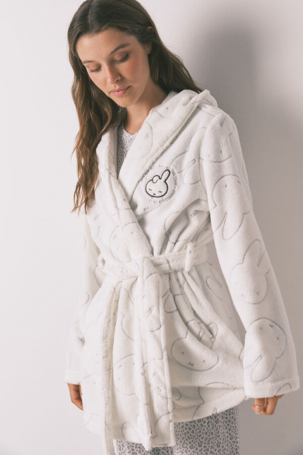 Women'secret Robe midi polar estampado Miffy branco