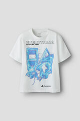 Name it T-shirt manga curta Play Station branco