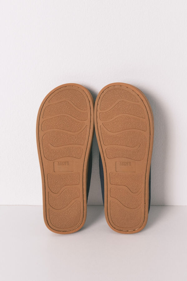 Women'secret Zapatillas casa hombre nylon azul cuadros azul