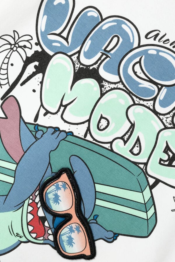 Name it Camiseta masculina de manga curta Stitch branco