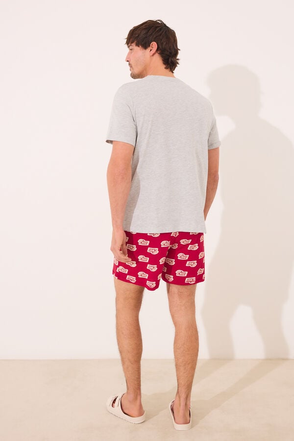 Women'secret Pijama curto masculino 100% algod&atilde;o Pizza Planet vermelho