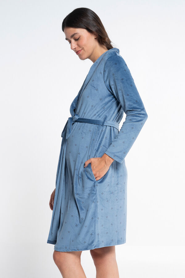 Ohma! Bata terciopelo estampada azul