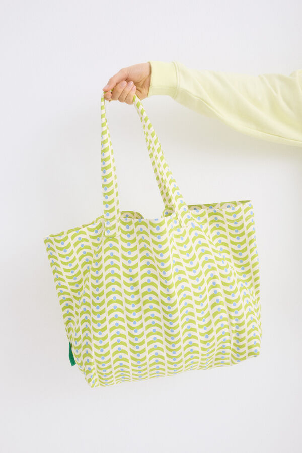 HI&BYE Bolso tote estampado amarillo estampado