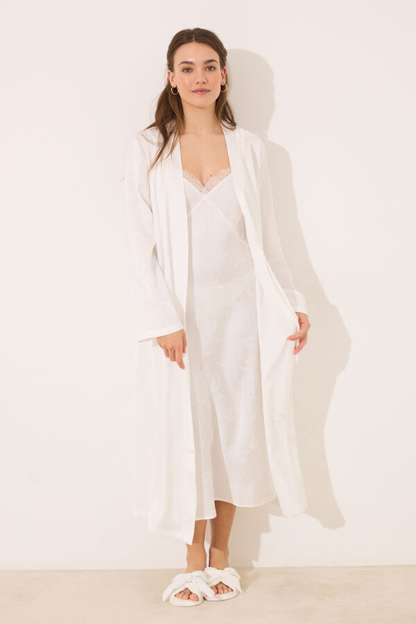 Women'secret Bata larga sat&eacute;n blanca marfil