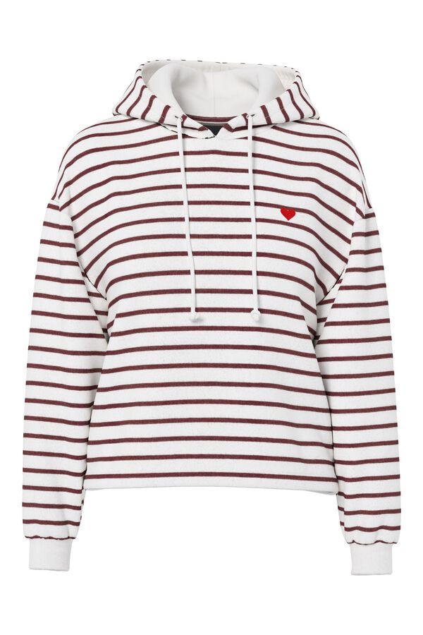 Pieces Sweatshirt com riscas e bordado branco