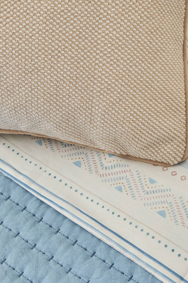 Textura Len&ccedil;ol de cetim impresso azul