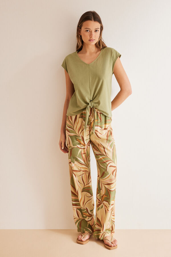 Women'secret Set 100% algod&oacute;n print tropical kaki