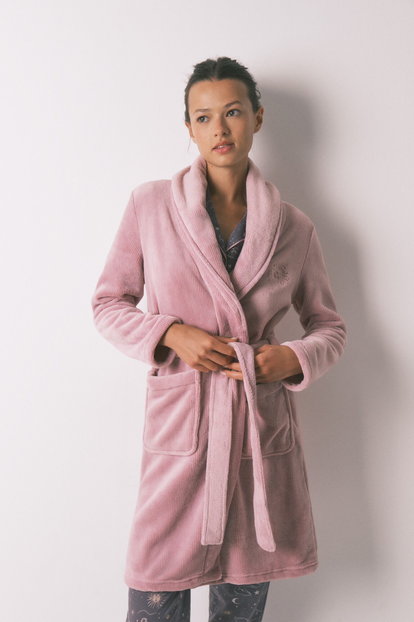 Women'secret Robe midi de l&atilde; polar rosa