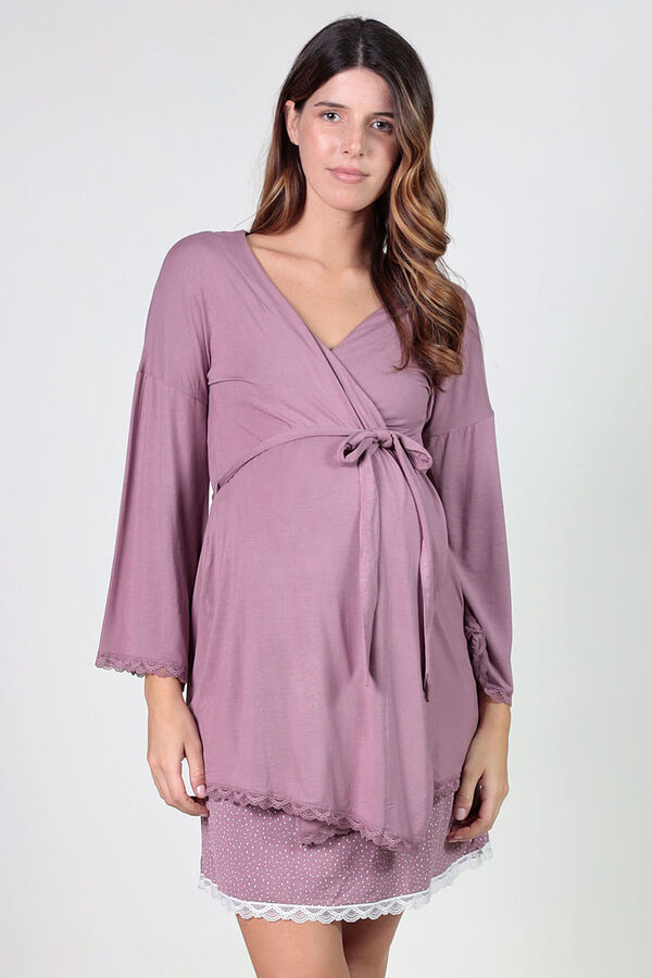 Ohma! Bata premama con detalles de blonda morado/lila