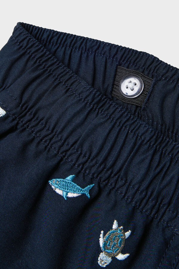 Name it Fato de banho para menino com estampa bordado azul