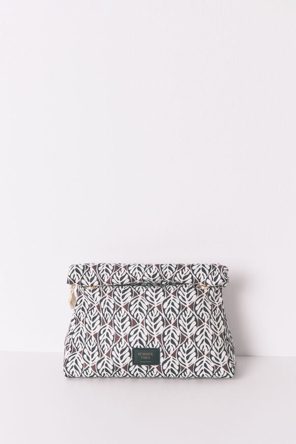 Women'secret Grande nécessaire de higiene acolchoada com estampa de folhas  castanho