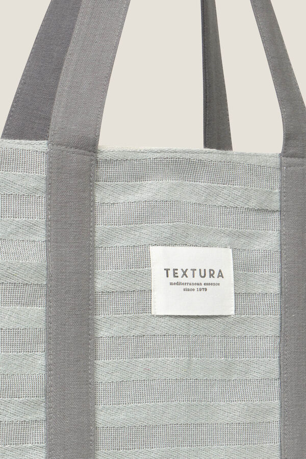 Textura Bolso playa algod&oacute;n rayas brillo nude