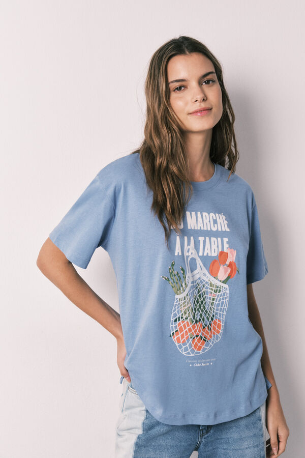Women'secret T-shirt de manga curta 100% algod&atilde;o azul azul