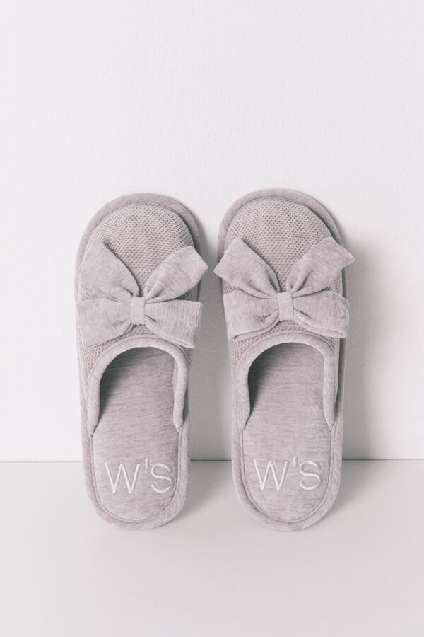 Women'secret Chinelos de quarto fechadas de chenille cinza cinzento