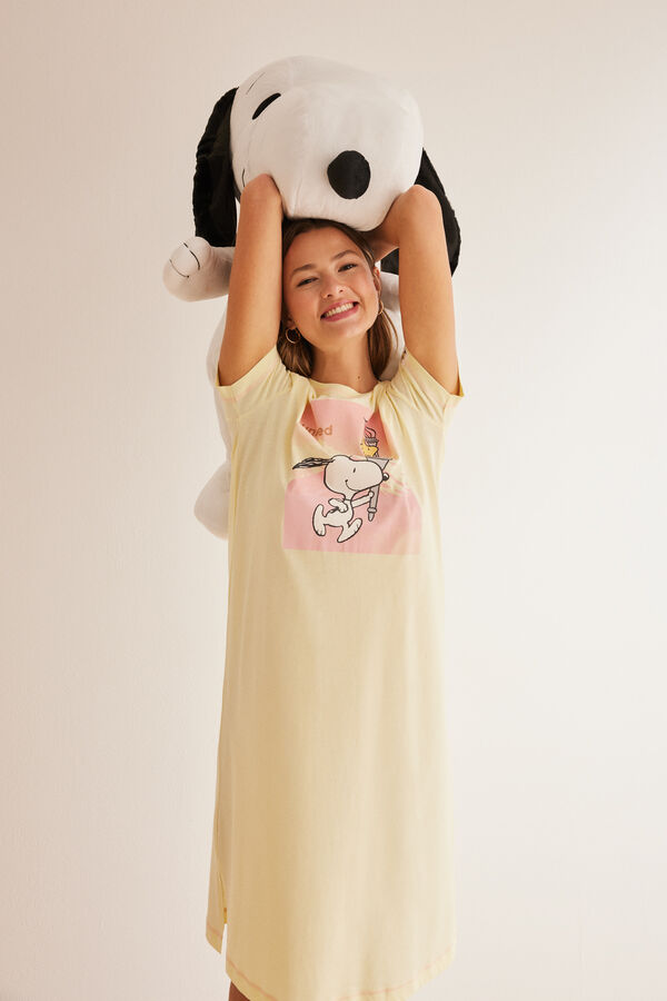 Women'secret Camis&oacute;n midi algod&oacute;n amarillo Snoopy estampado