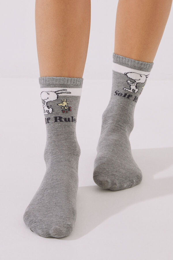 Womensecret Pack 3 calcetines algodón Snoopy gris gris