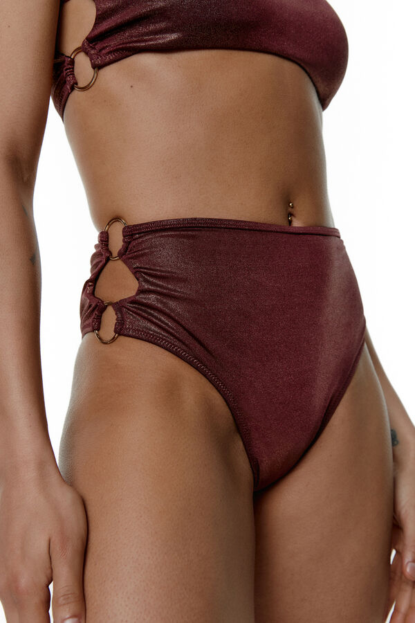 Black Limba Braga bikini brasile&ntilde;a de tiro alto efecto brillo Patty Copper marr&oacute;n