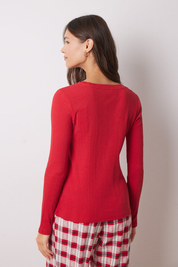 Women'secret Camiseta manga larga canal&eacute; roja rojo