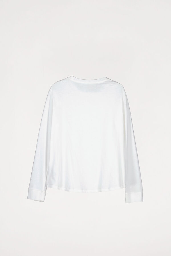 Womensecret Camiseta manga larga 100% algodón gráfico marfil