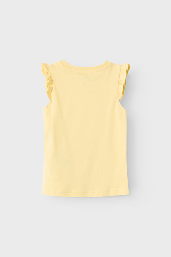 Womensecret Camiseta de niña sin mangas con detalle volante. amarillo