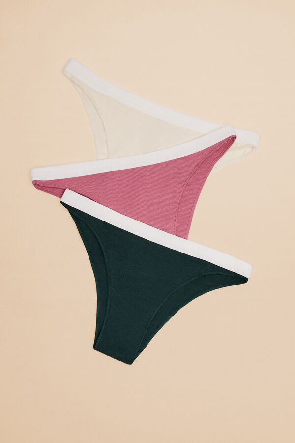 HI&BYE Pack 3 braguitas brasile&ntilde;as multicolor: verde, rosa y beige blanco
