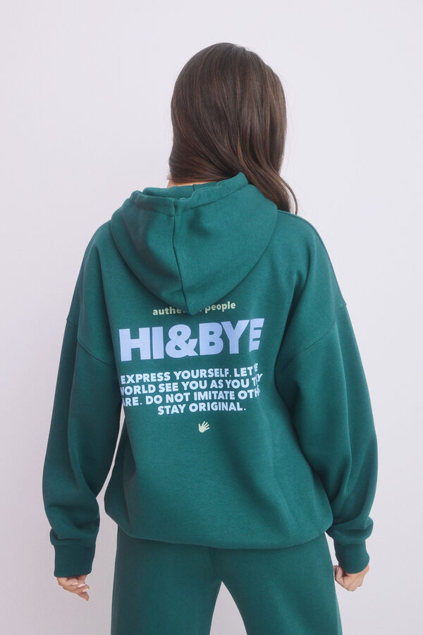HI&BYE Sweatshirt capuz felpa verde logo verde