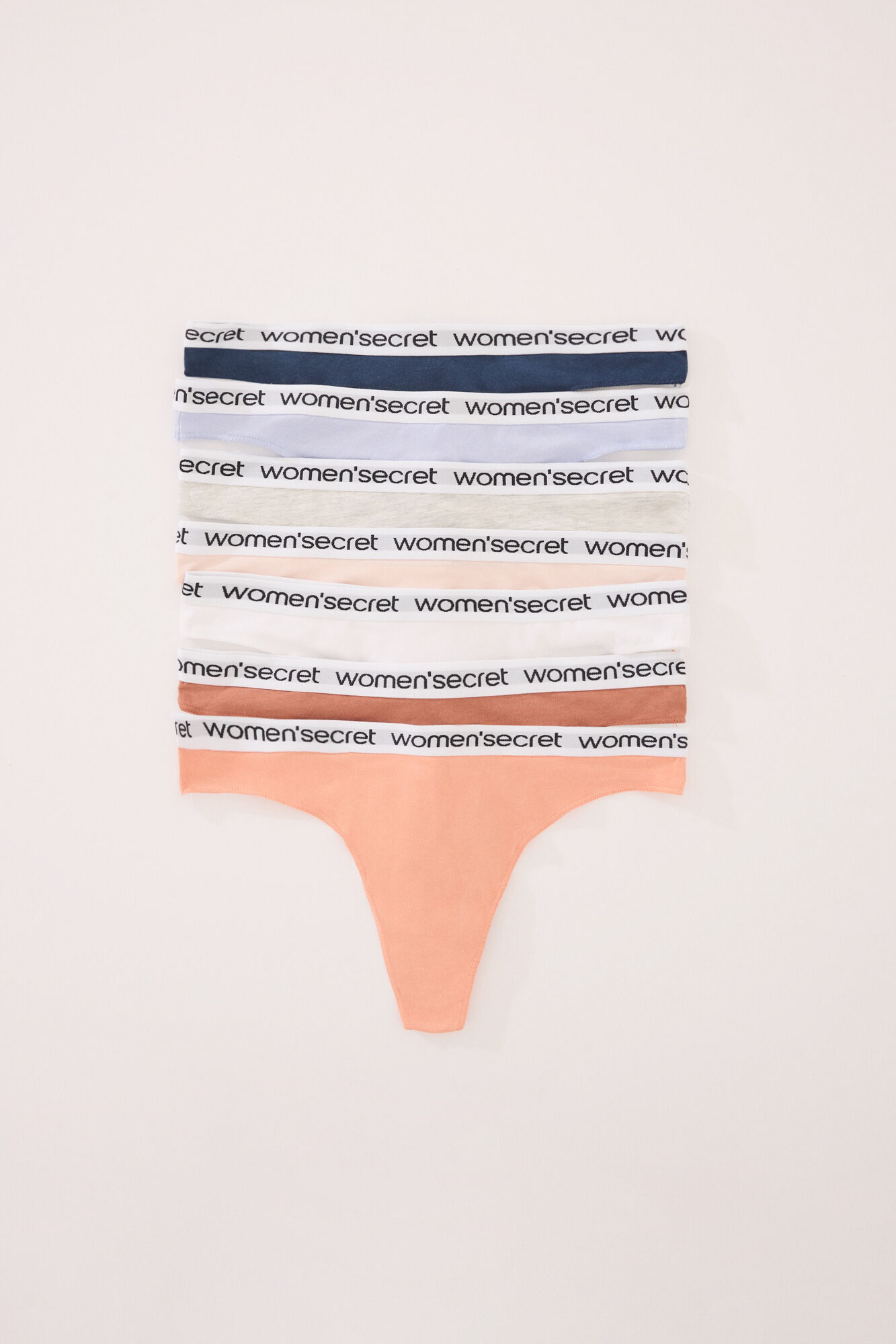 Women'secret Pacote com 7 tangas de algod&atilde;o com logo