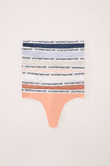 Women'secret Pacote com 7 tangas de algod&atilde;o com logo branco