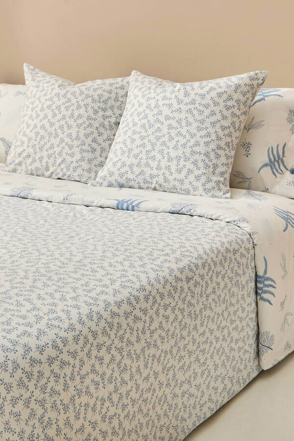 Textura Capa n&oacute;rdica algod&atilde;o folhas azul