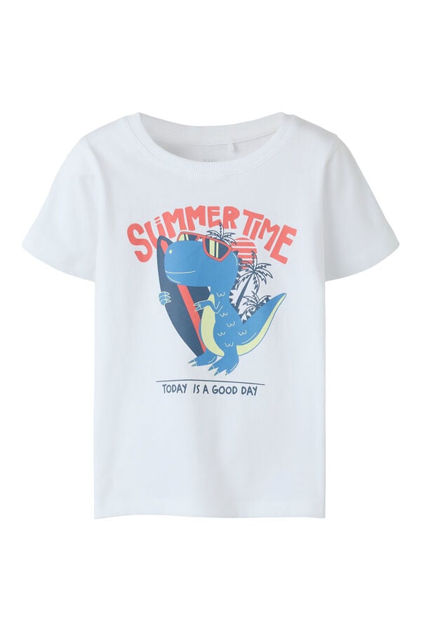 Name it T-shirt manga curta estampado infantil branco