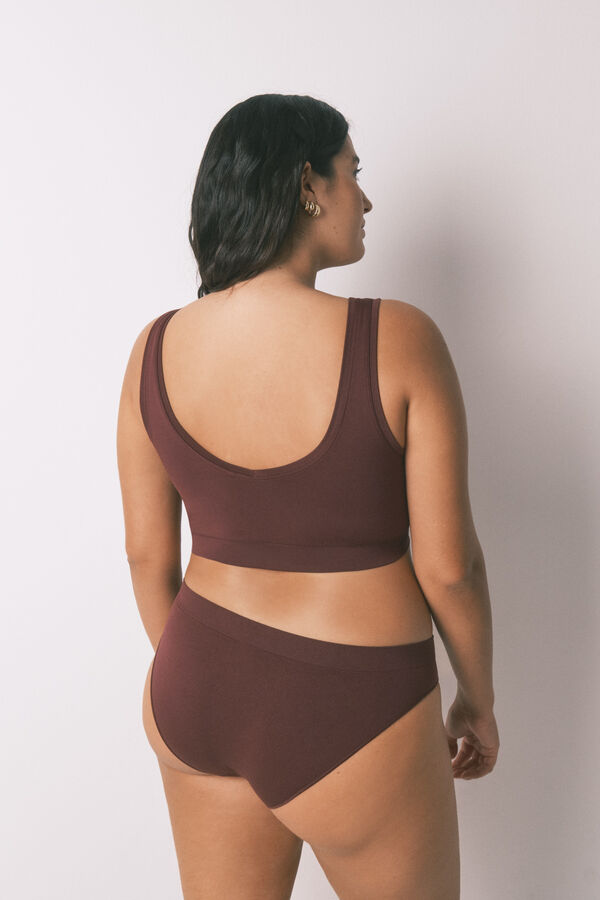 Women'secret LOVELY top revers&iacute;vel sem costura em marrom vermelho