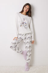 Women'secret Pijama largo punto Snoopy marfil