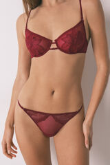 Women'secret Tanga tira plumeti e renda vermelho brilhante vermelho
