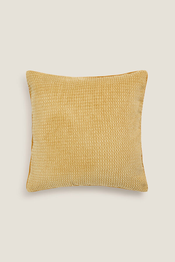 Textura Capa travesseiro chenille amarelo