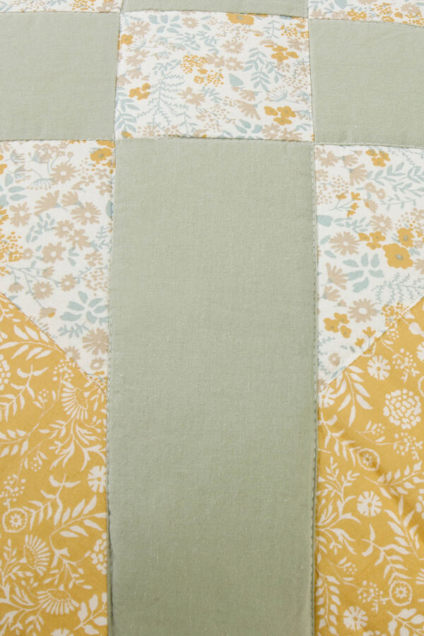 Textura Funda coj&iacute;n patchwork flores verde