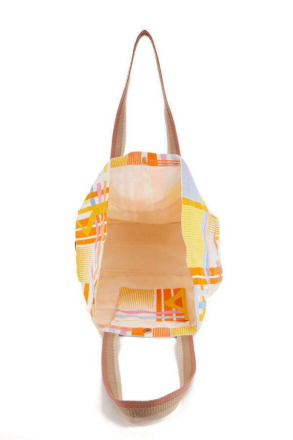 Abbacino Mala de praia com estampado geom&eacute;trico em verde vermelho