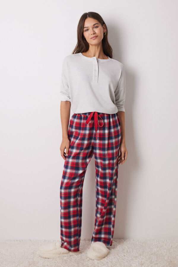 Women'secret Pantal&oacute;n casual 100% algod&oacute;n cuadros estampado