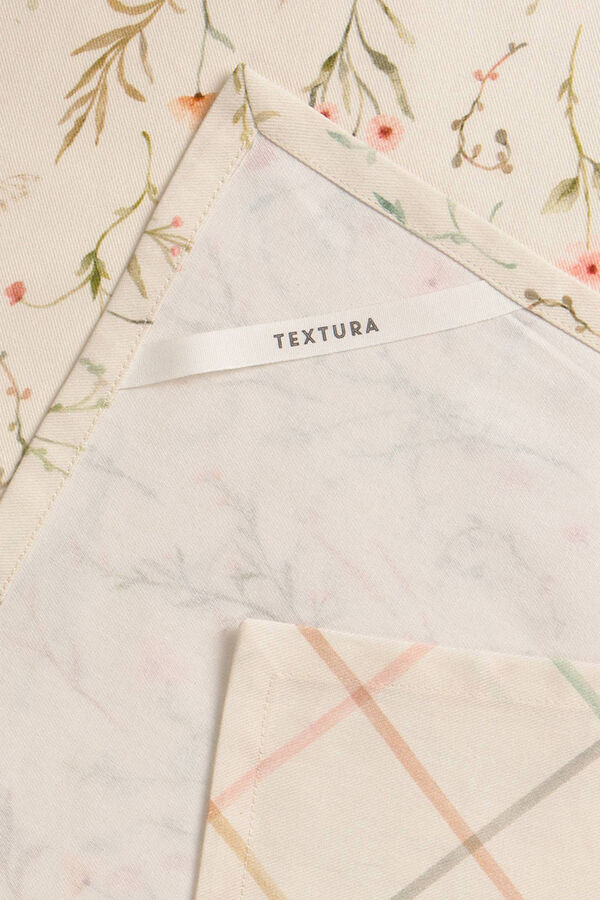 Textura Set de trapos de algod&oacute;n flores y cuadros marfil