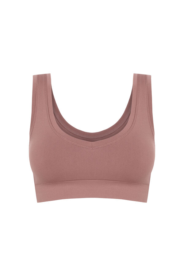 Women'secret LOVELY top revers&iacute;vel sem costura em marrom cru