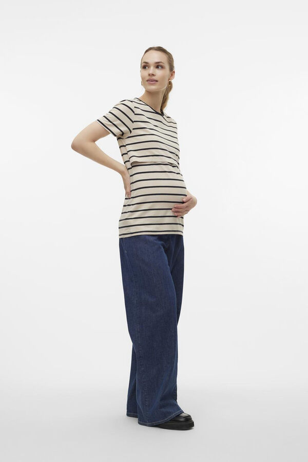 Mamalicious T-shirt de manga curta maternity e amamenta&ccedil;&atilde;o bege