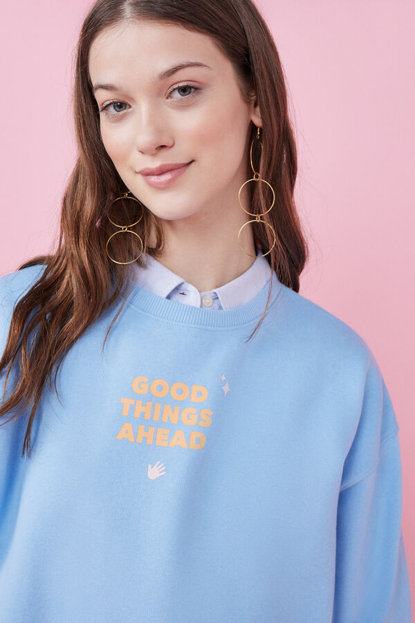 HI&BYE Sudadera felpa azul logo  azul