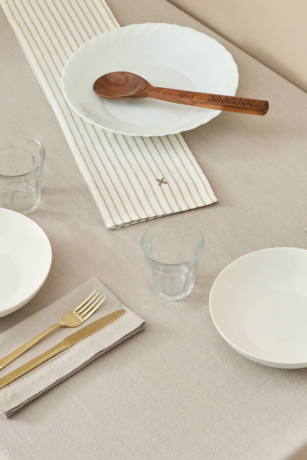 Textura Mantel liso con vainica beige